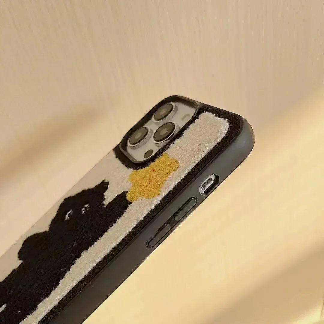Korean Plush Charm iPhone Case