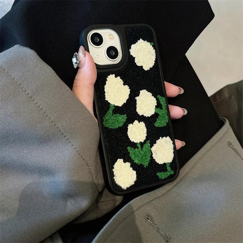 Korean Plush Charm iPhone Case