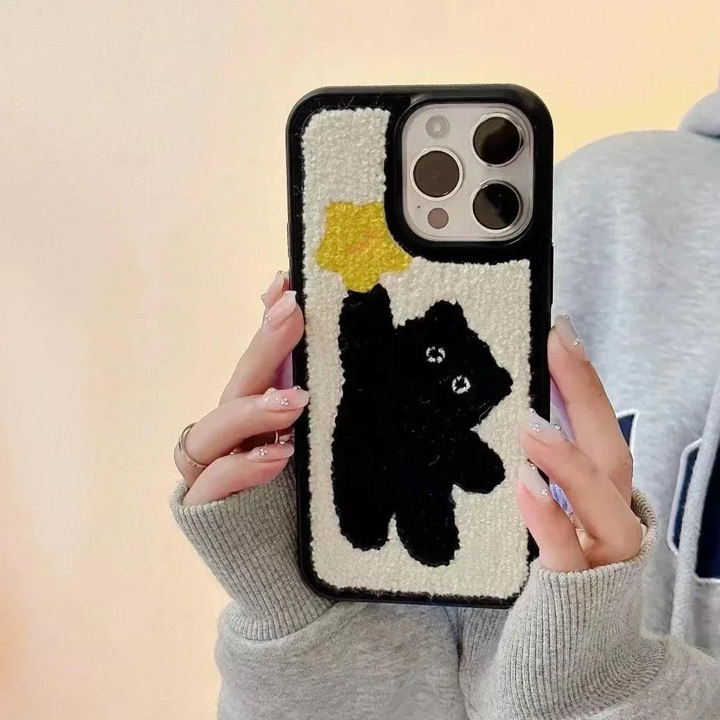 Korean Plush Charm iPhone Case