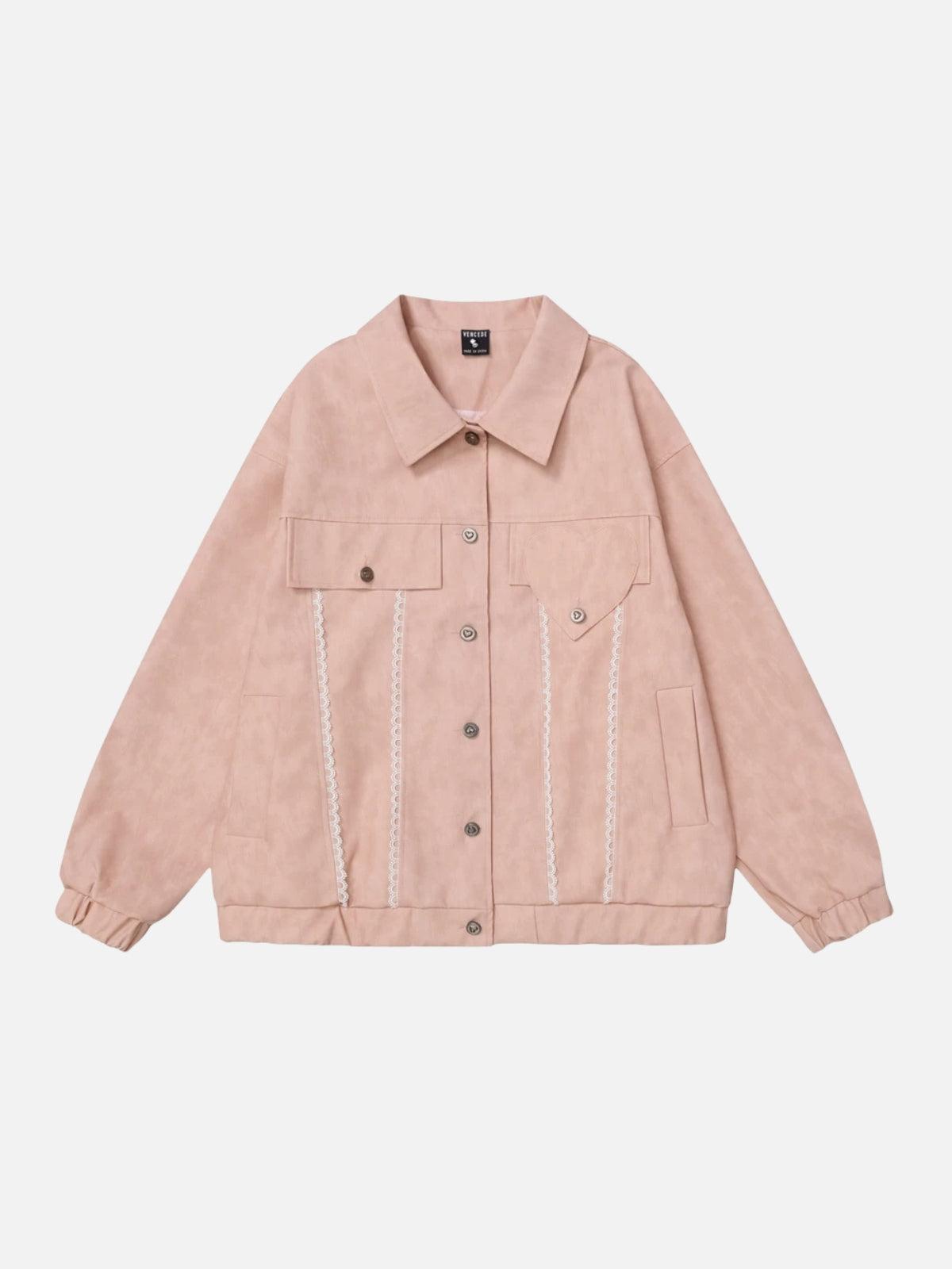 Lace Washed Faux Leather Jacket