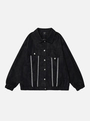 Lace Washed Faux Leather Jacket