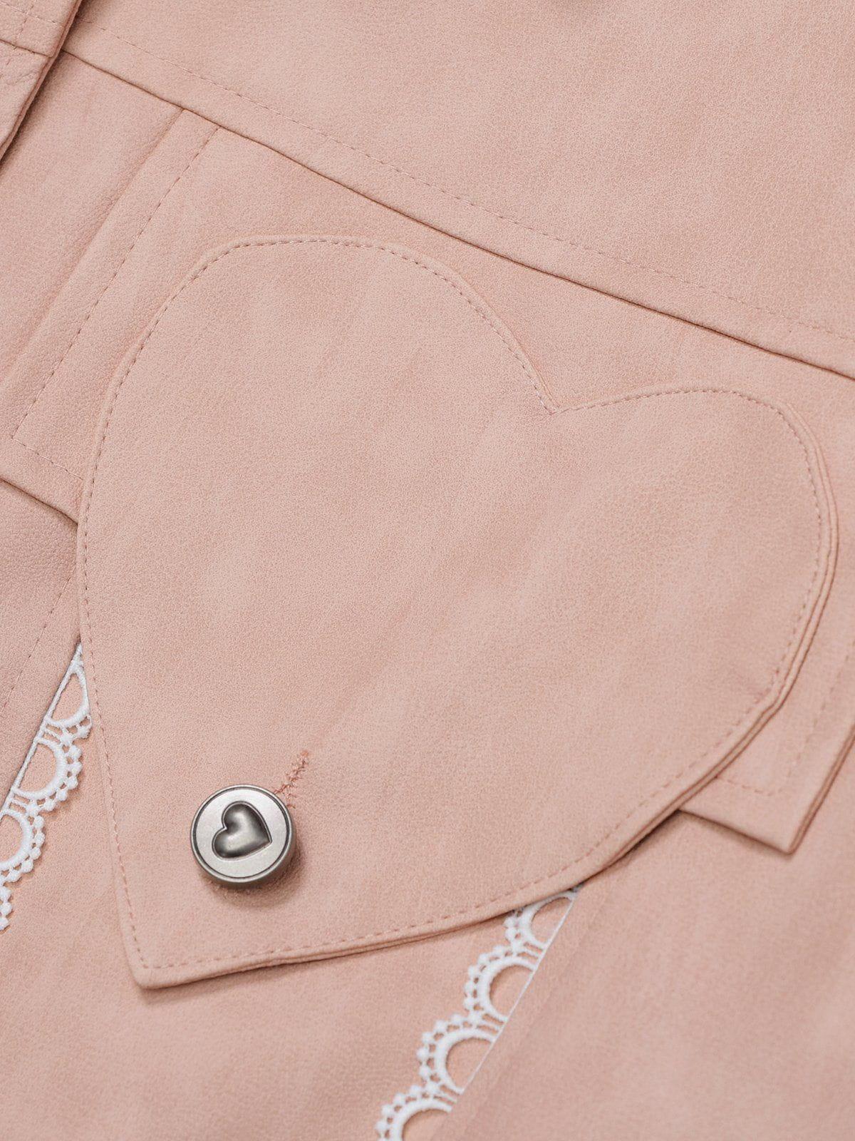 Lace Washed Faux Leather Jacket