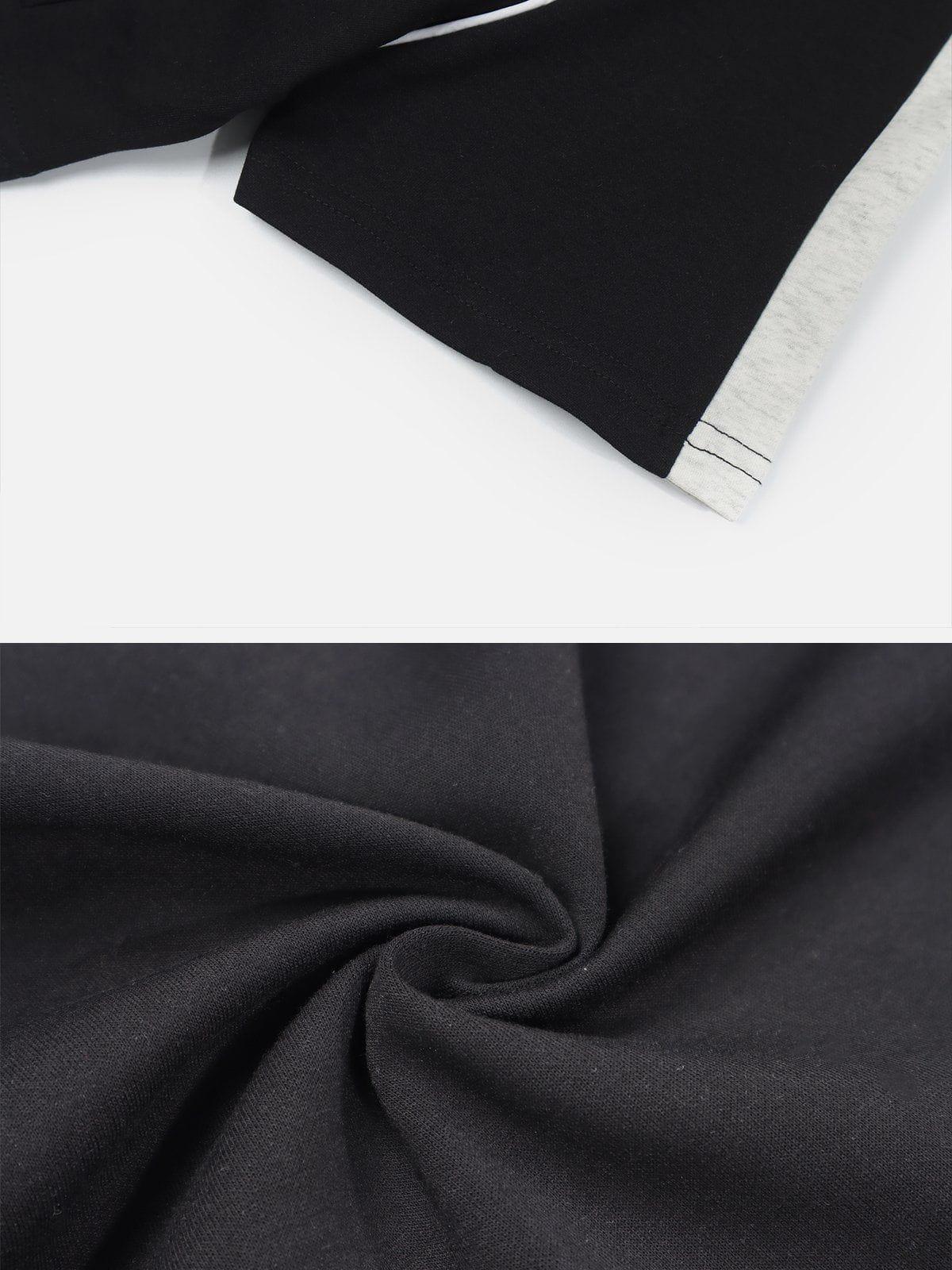 Lapel Zipper Colorblock Tee