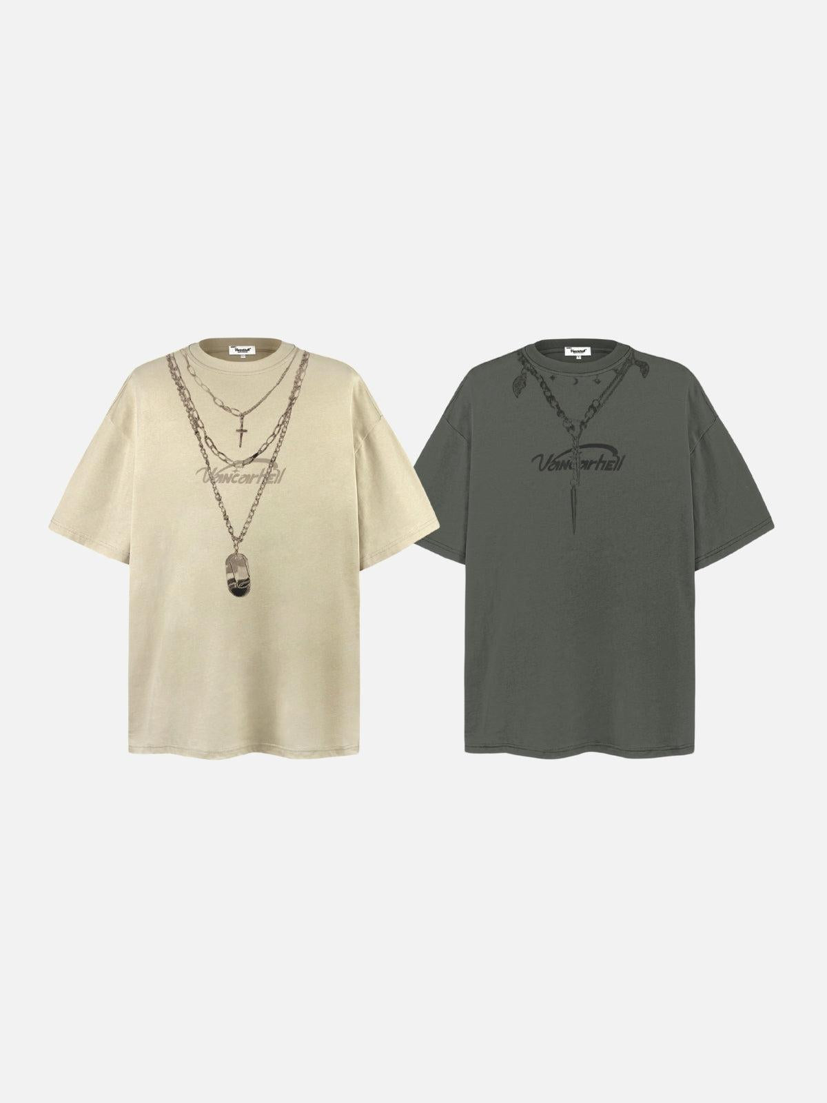Layered Chains Graphic Print Tee