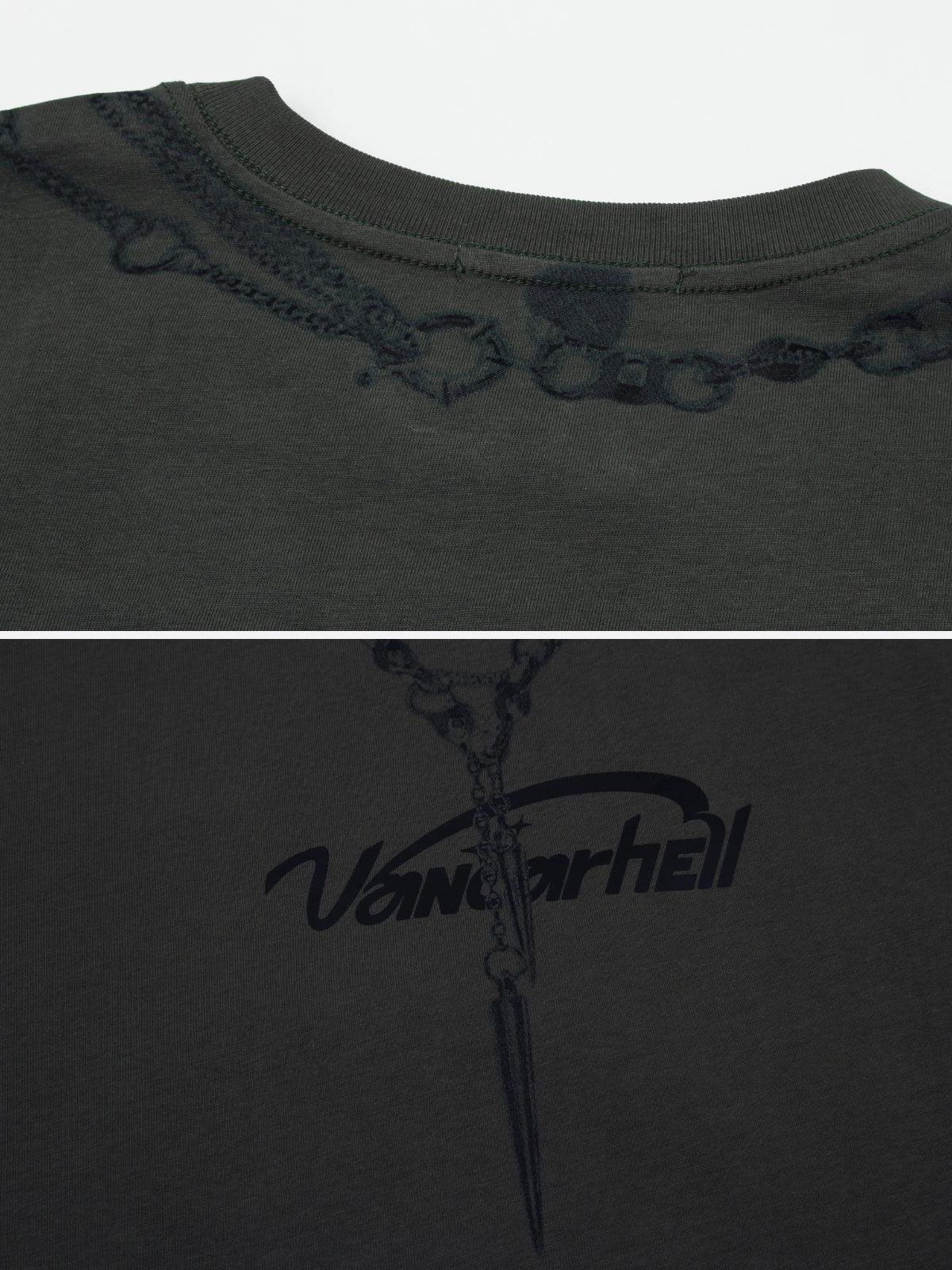 Layered Chains Graphic Print Tee
