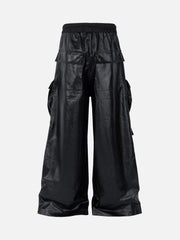 Layered Three-Dimensional Pocket Wide-Leg Flared Pants