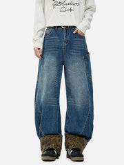 Leopard Print Barrel Cuffed Jeans