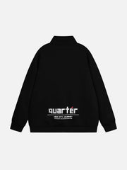 Letter Back Printed Stand Collar Sweatshirt