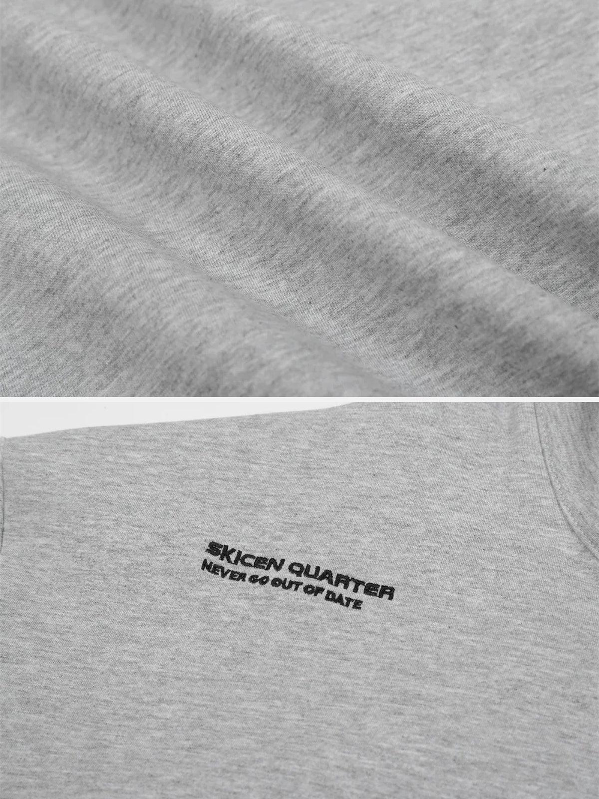 Letter Back Printed Stand Collar Sweatshirt