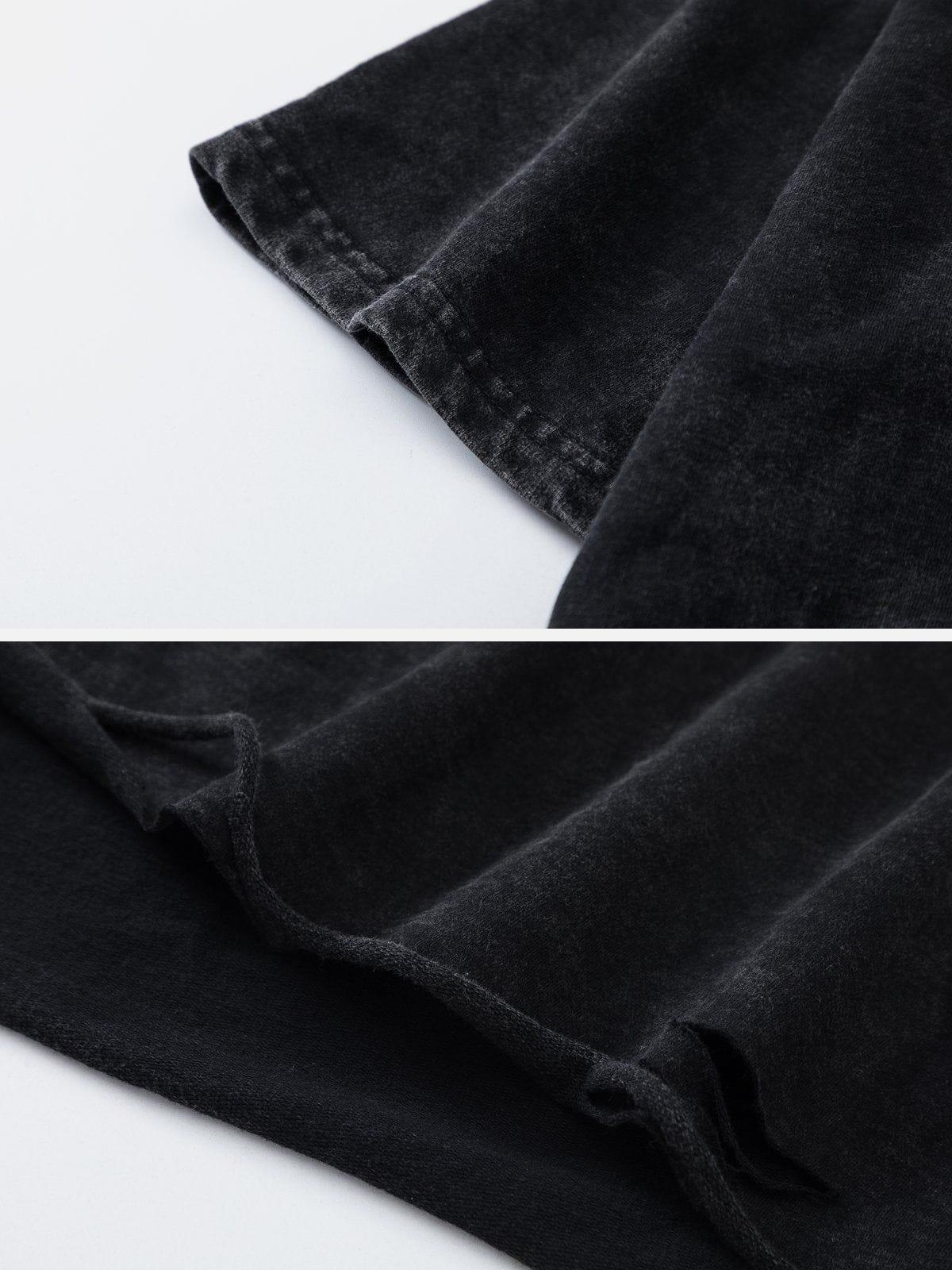 Letter Print Ripped Hooded Tee