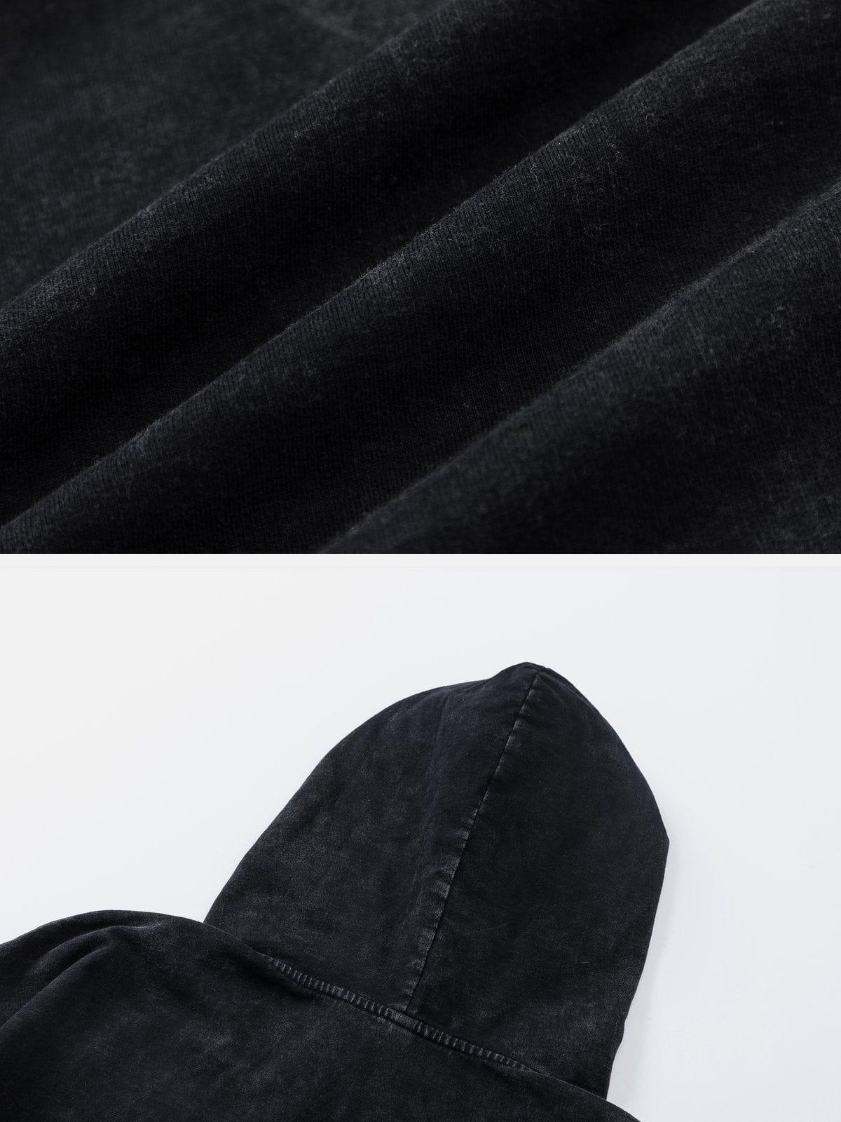 Letter Print Ripped Hooded Tee