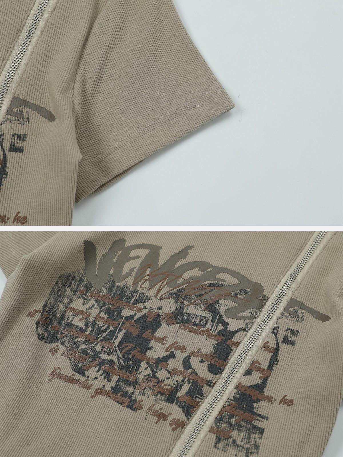Letter Printing Zip Tee