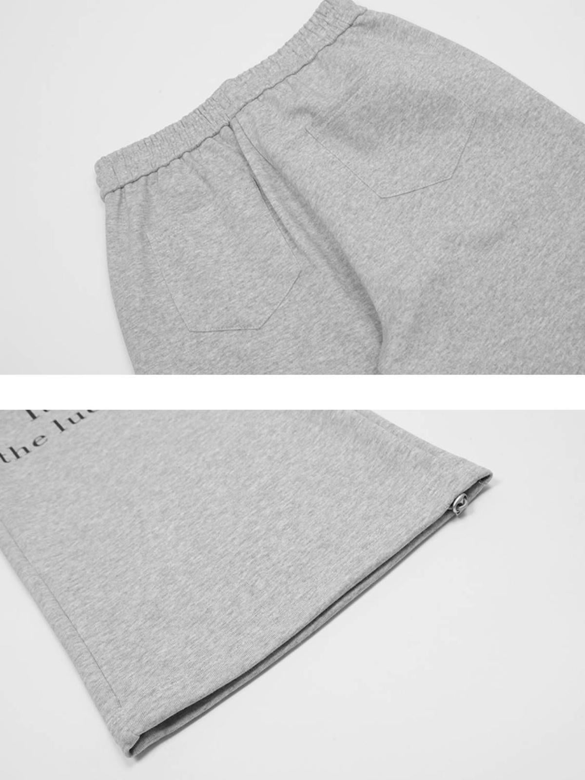Lettering Print Straight-Leg Sweatpants