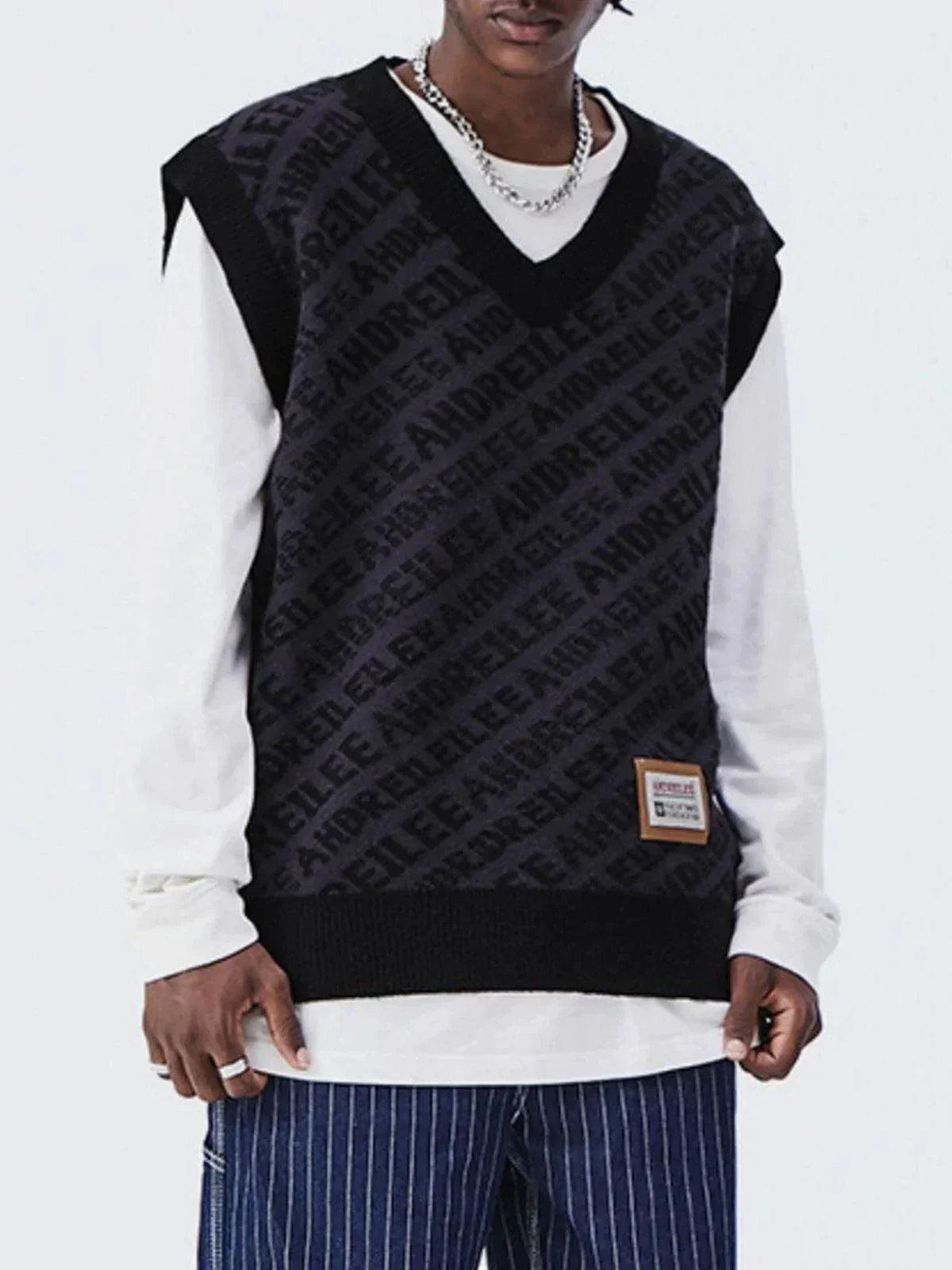 Letters Graphic Sweater Vests
