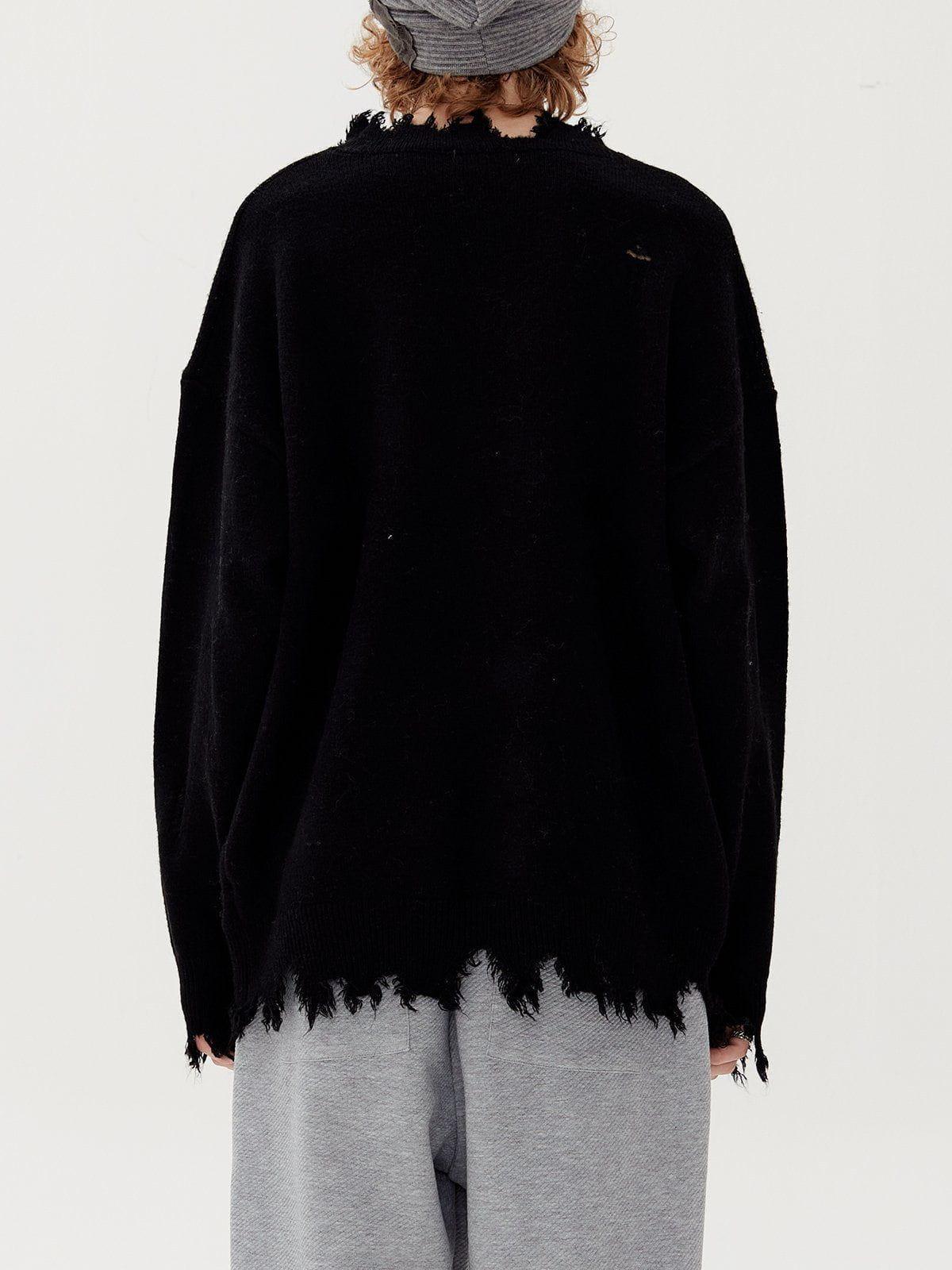 Letters Ripped Hole Sweater