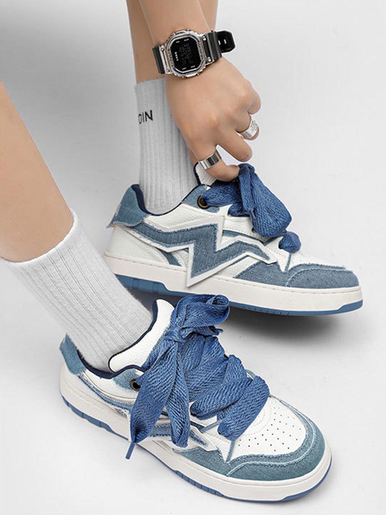 Lightning Collision Color Splicing Board Shoes