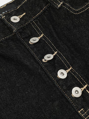 Line Embroidery Barrel Loose Jeans