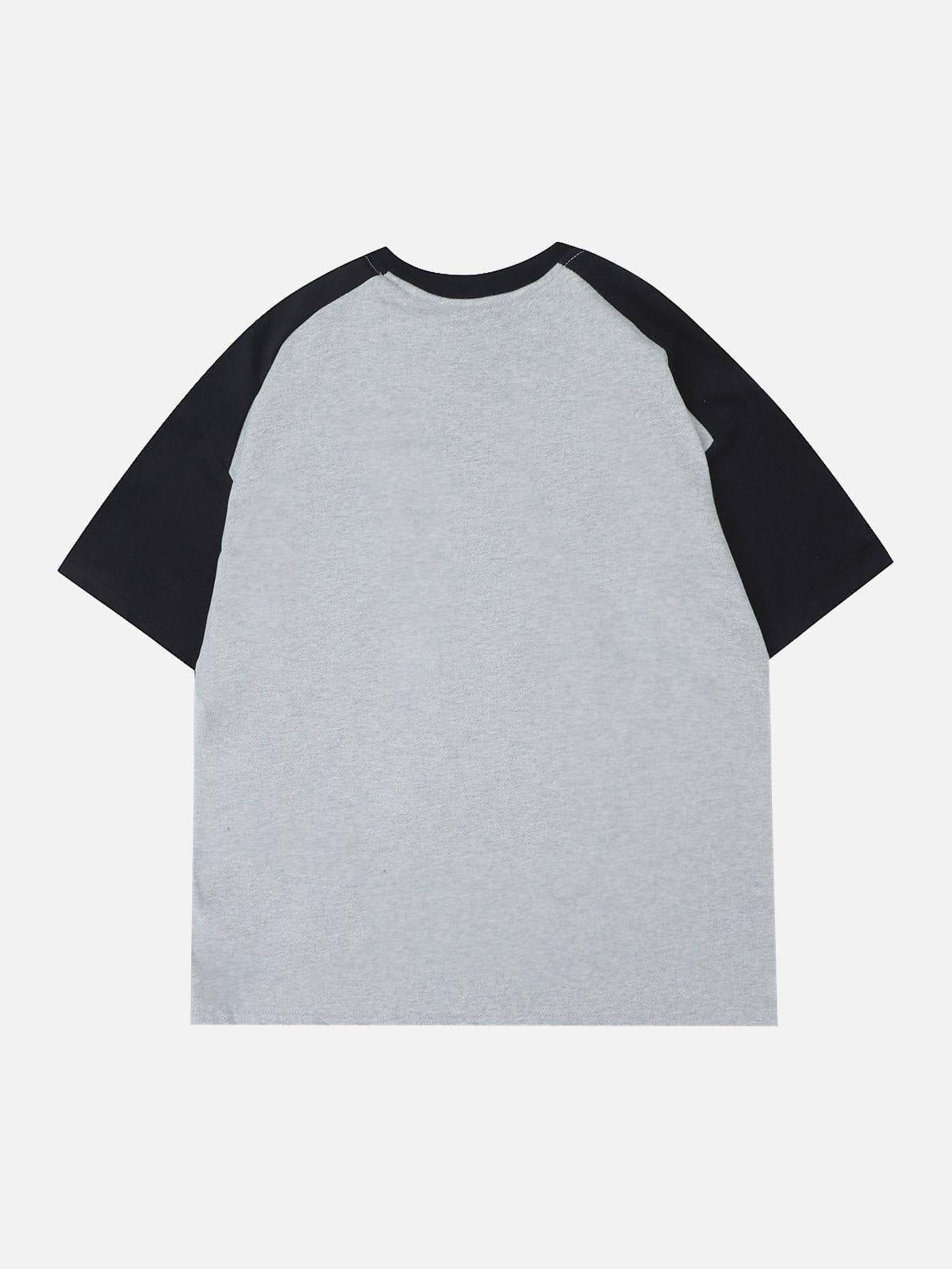 Love Heart Print Patchwork Tee