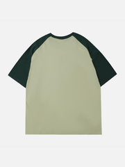 Love Heart Print Patchwork Tee
