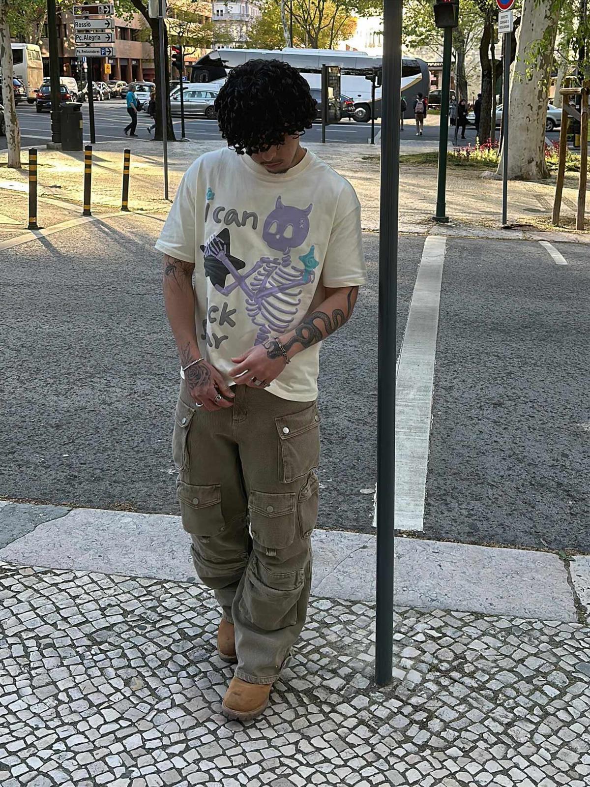 Made Retro Skull Letter Foam T-Shirt