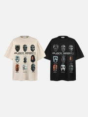 Masked Mystery Iconic Faces Graphic Tee