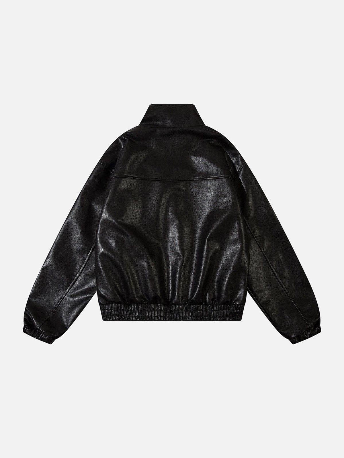 Metal Buckle Faux Leather Jacket