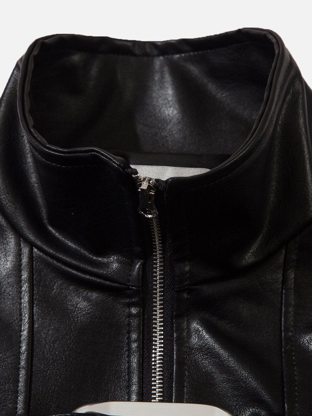 Metal Buckle Faux Leather Jacket
