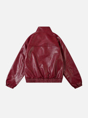 Metal Buckle Faux Leather Jacket