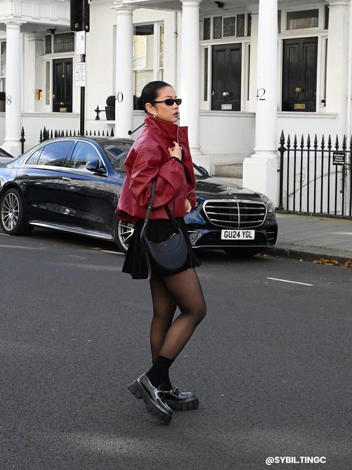 Metal Buckle Faux Leather Jacket