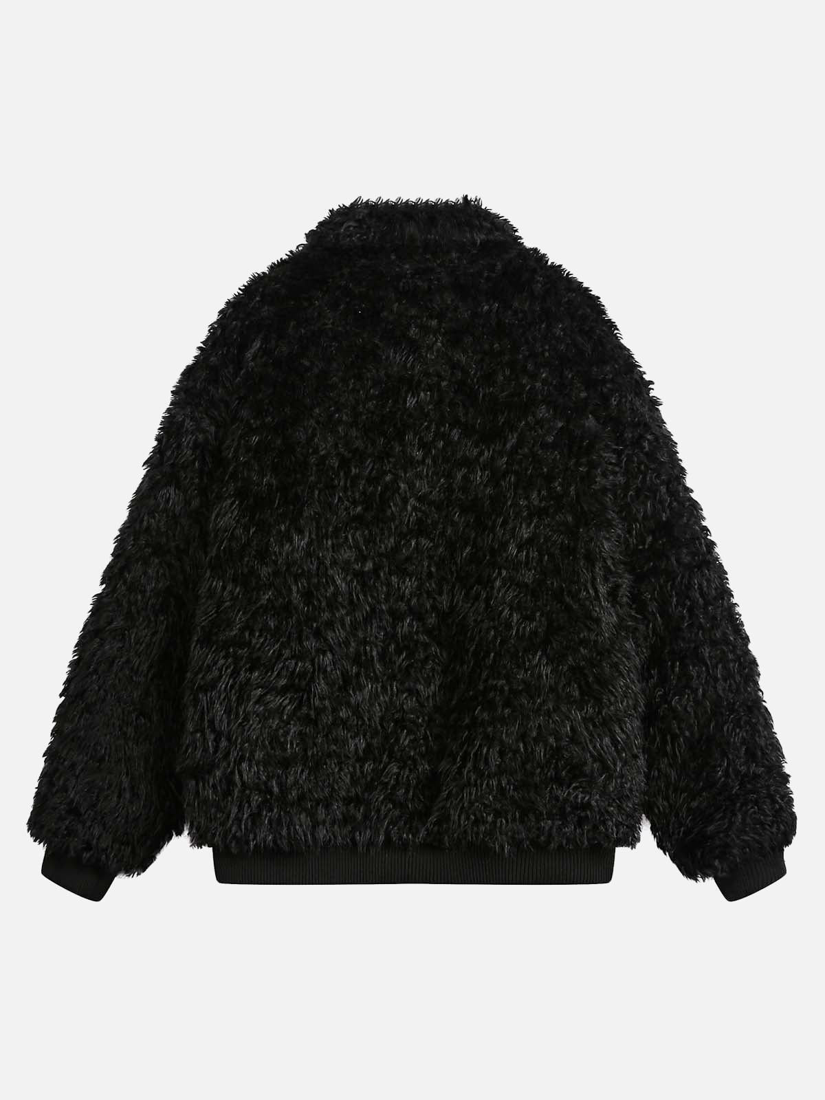 Metal leather button Faux Fur Jacket
