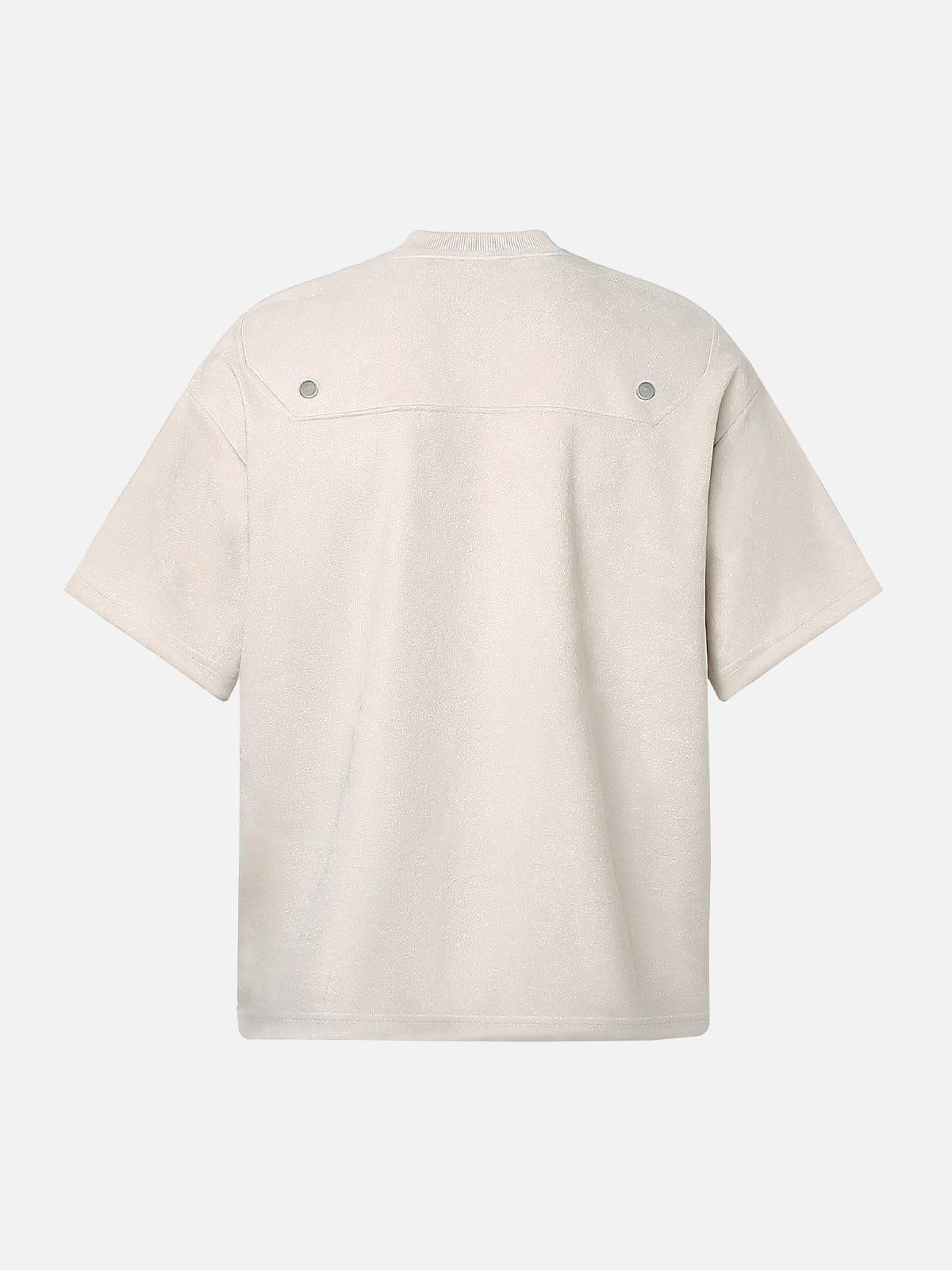 Metallic Print Suede Crew Neck T-Shirt
