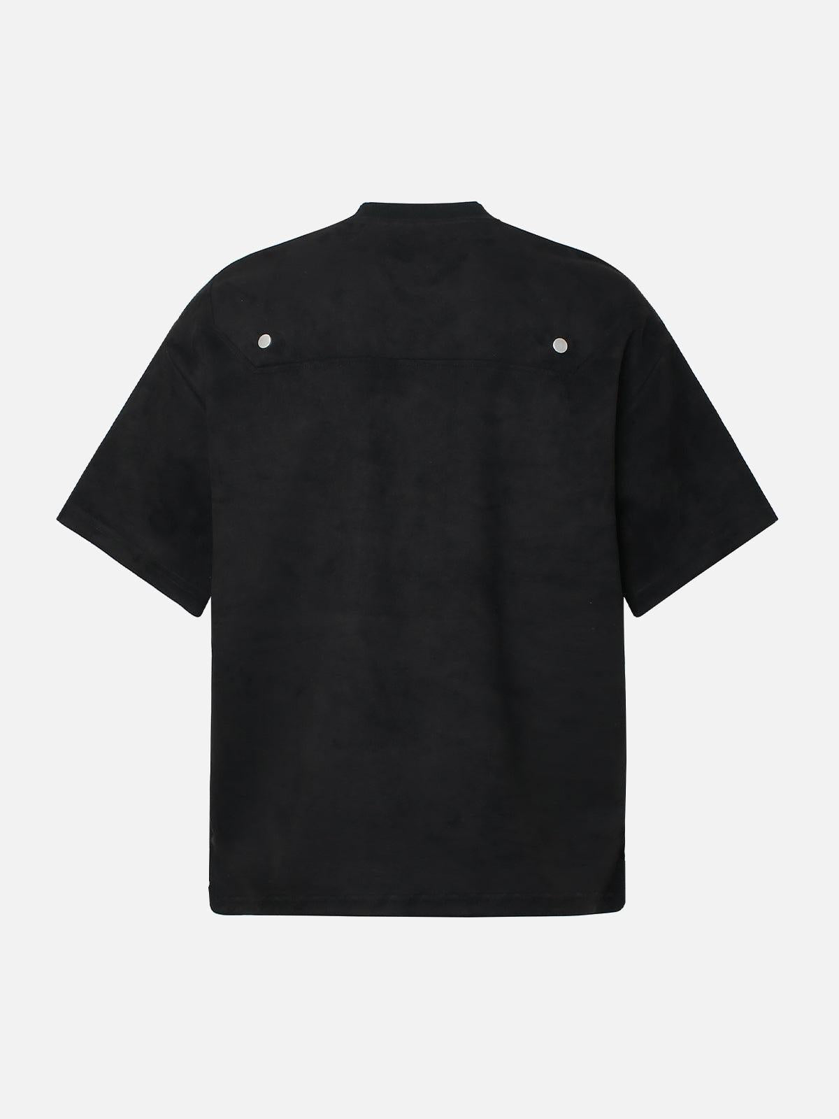 Metallic Print Suede Crew Neck T-Shirt