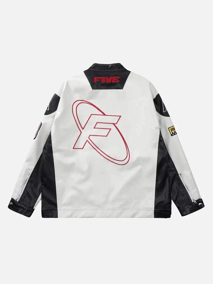 Motorcycle PU Leather Stitching Racing Jacket