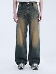 Mud Dyeing Washed Jeans