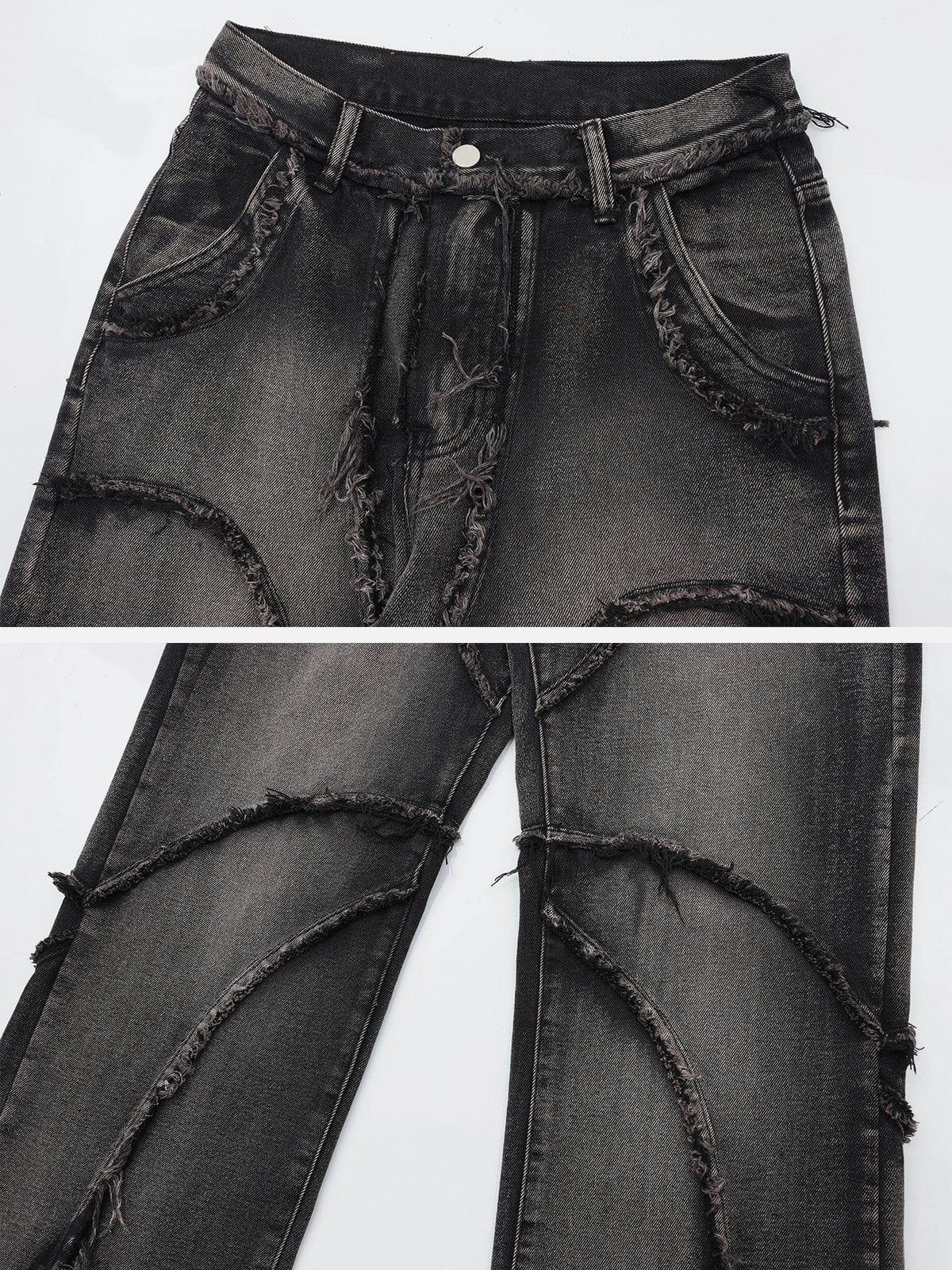 Multi Fringe Washed Jeans