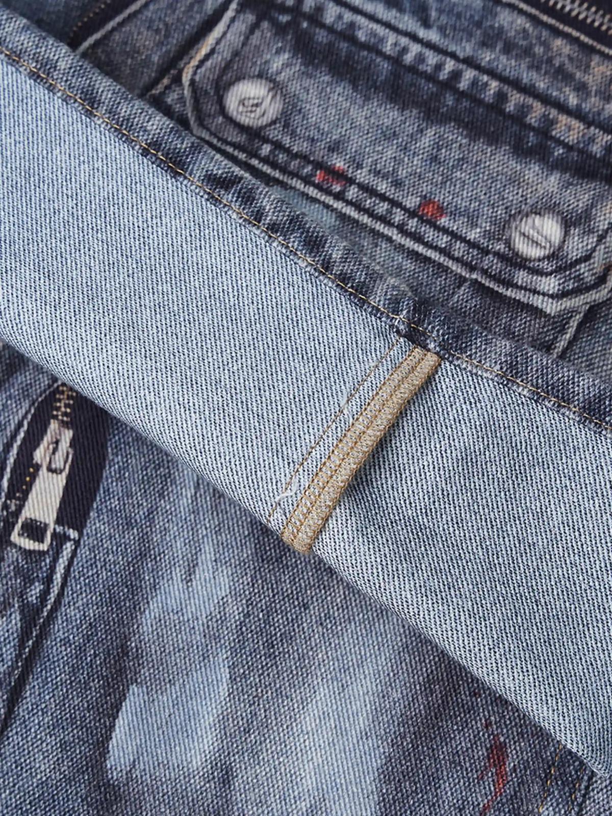 Multi-Pocket Dirty Overalls Jeans