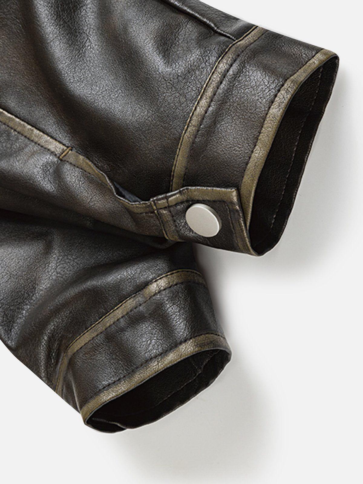 Multi Pocket Faux Leather Cropped Jacket