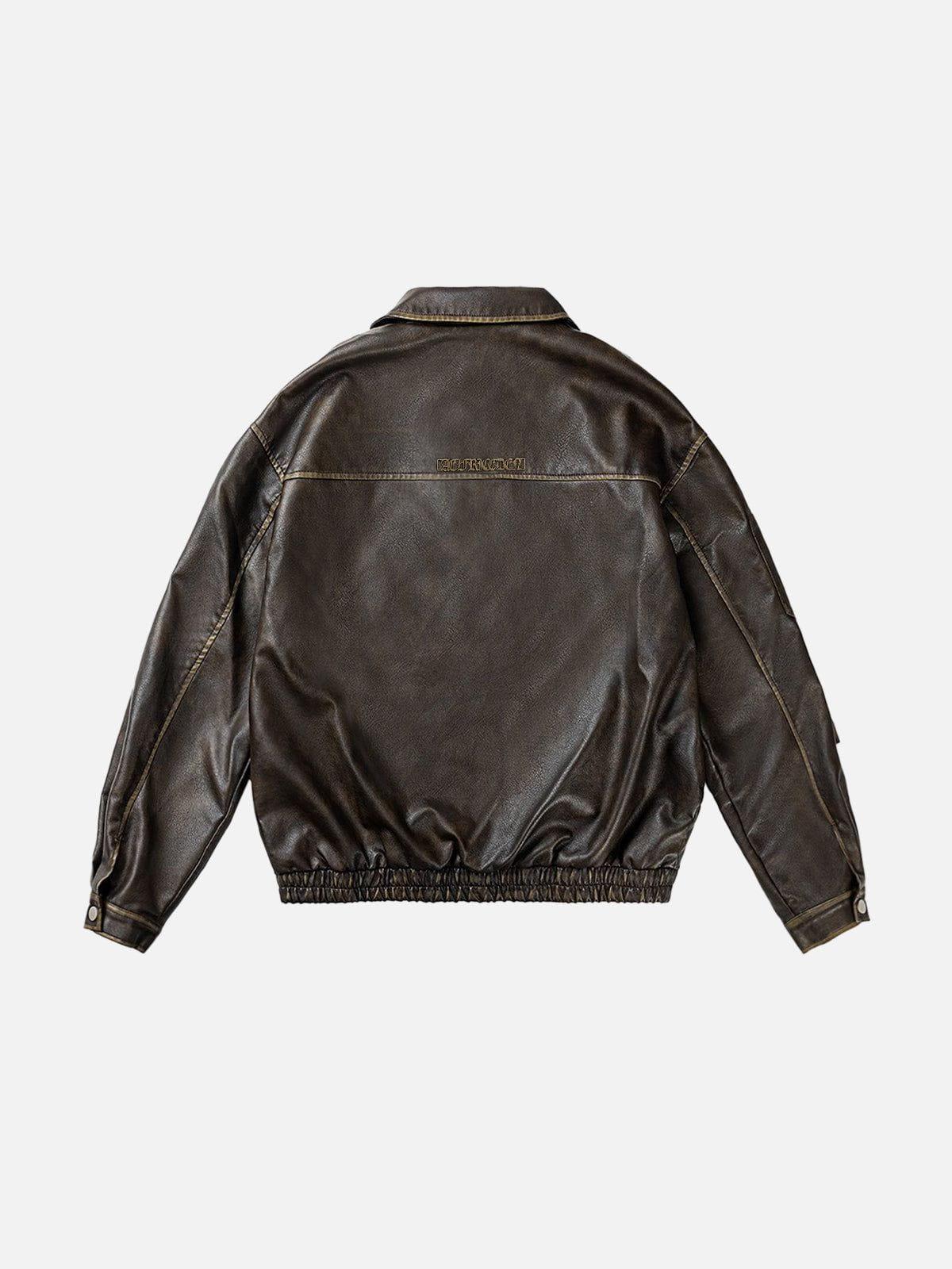 Multi Pocket Faux Leather Cropped Jacket