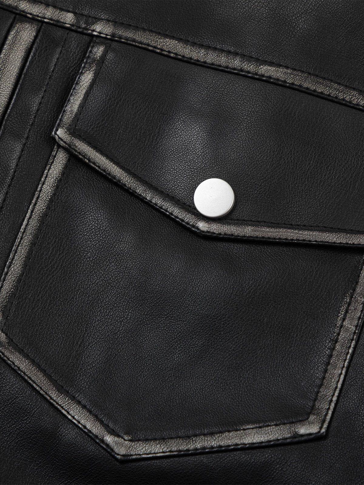 Multi Pocket Faux Leather Jacket