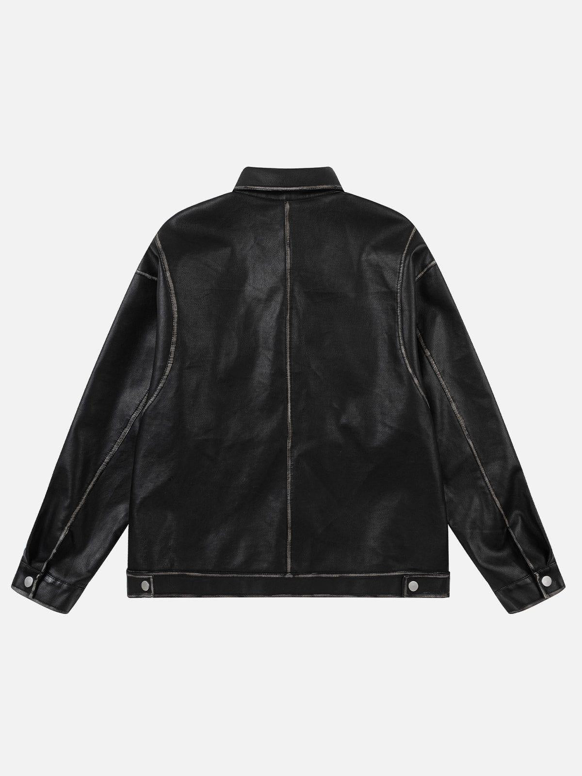 Multi Pocket Faux Leather Jacket