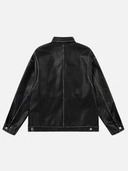 Multi Pocket Faux Leather Jacket