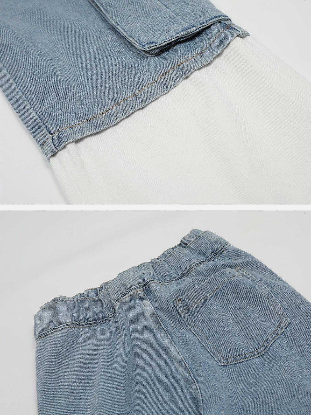 Multi-Pocket Patchwork Jeans