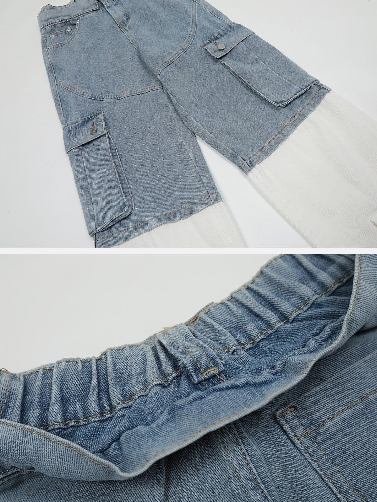 Multi-Pocket Patchwork Jeans