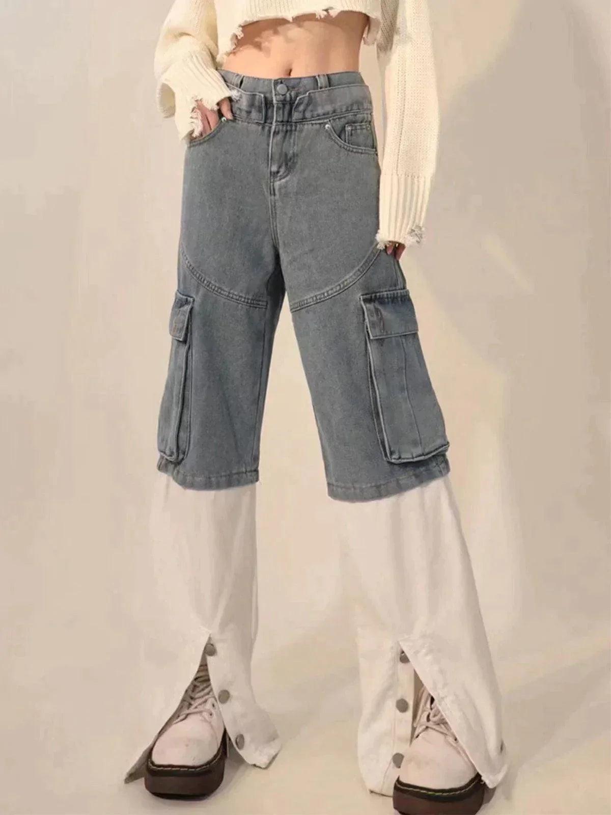 Multi-Pocket Patchwork Jeans