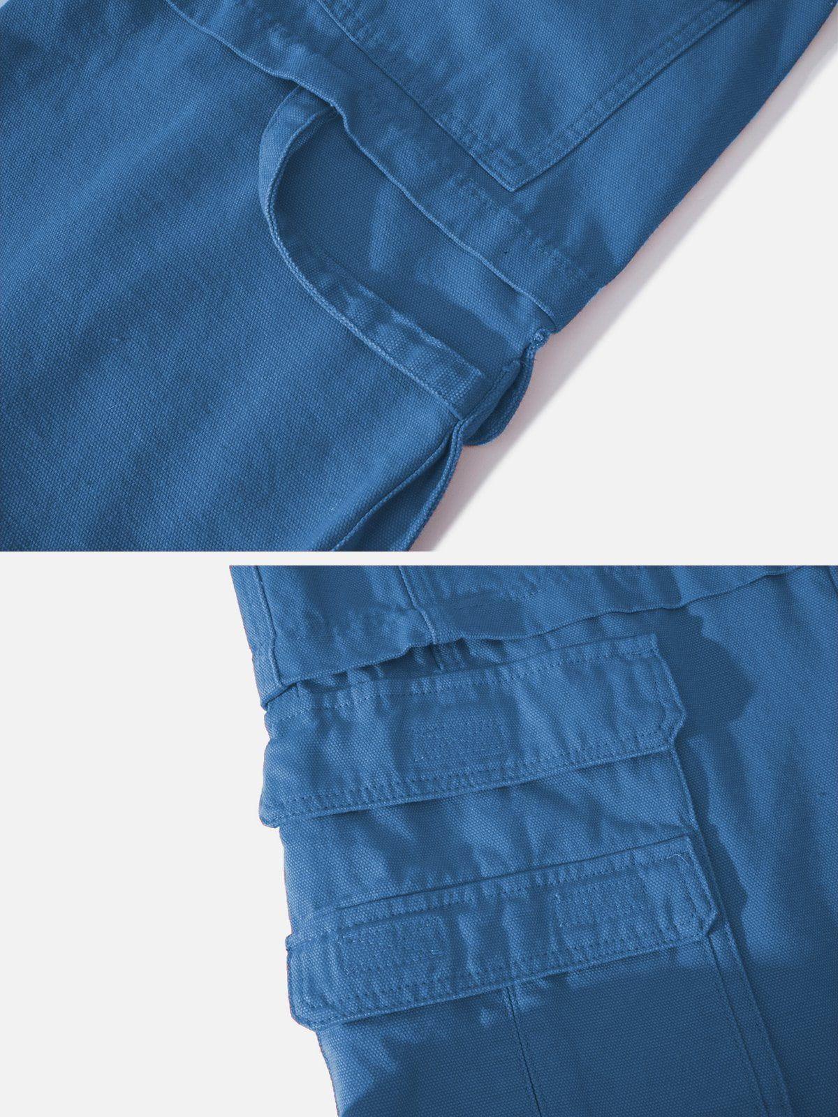 Multi Pocket Patchwork Straight-Leg Jeans