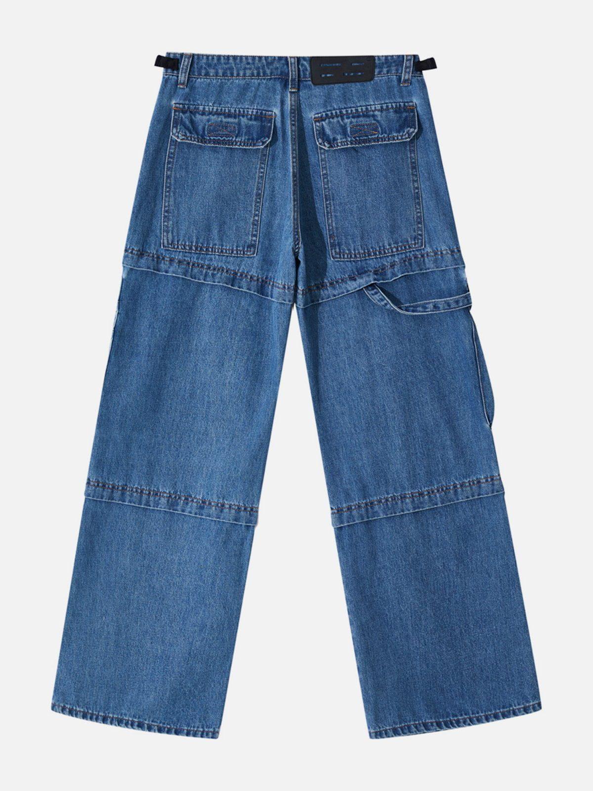 Multi Pocket Patchwork Straight-Leg Jeans