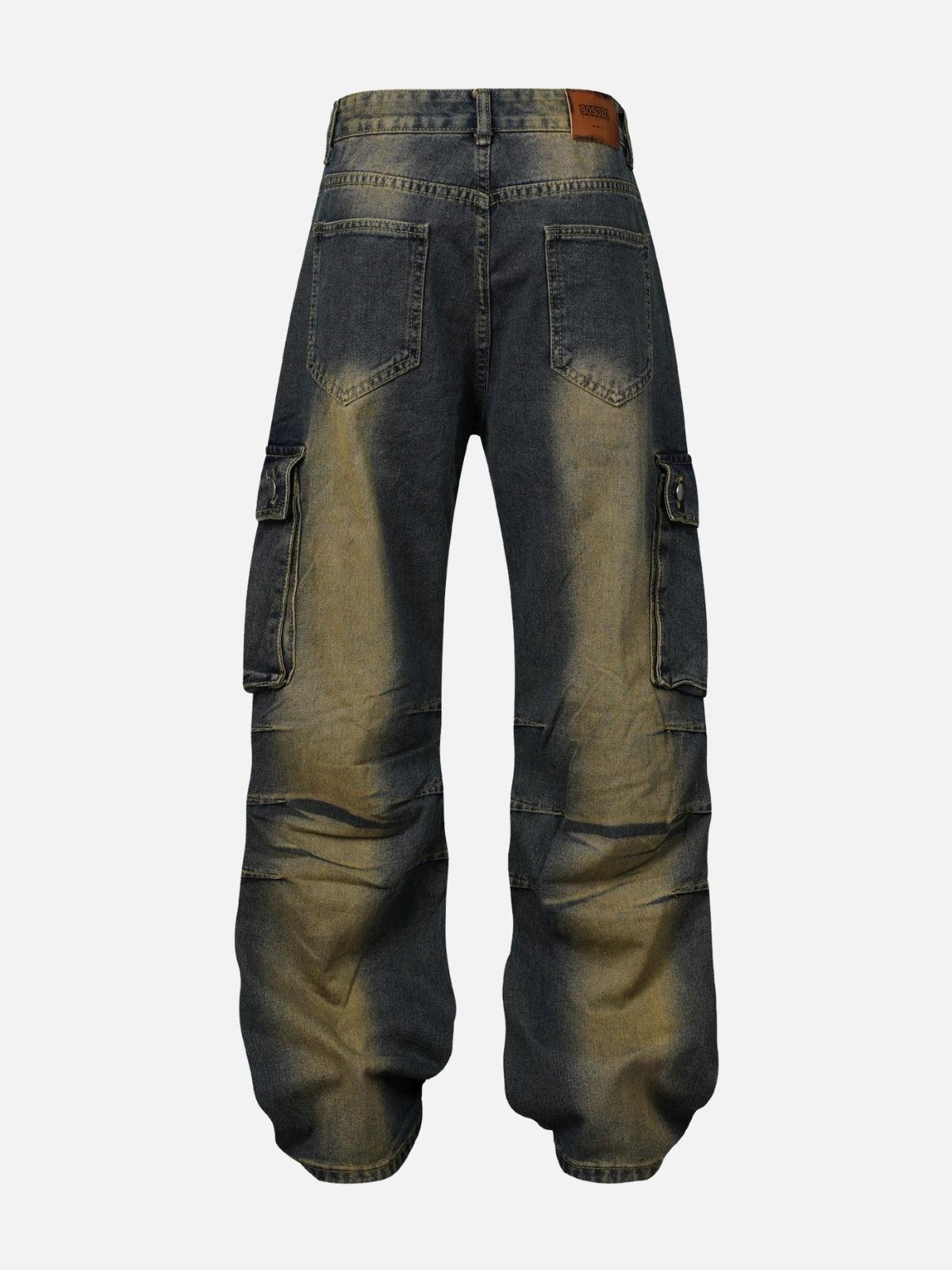 Multi Pocket Washed Cargo Jeans