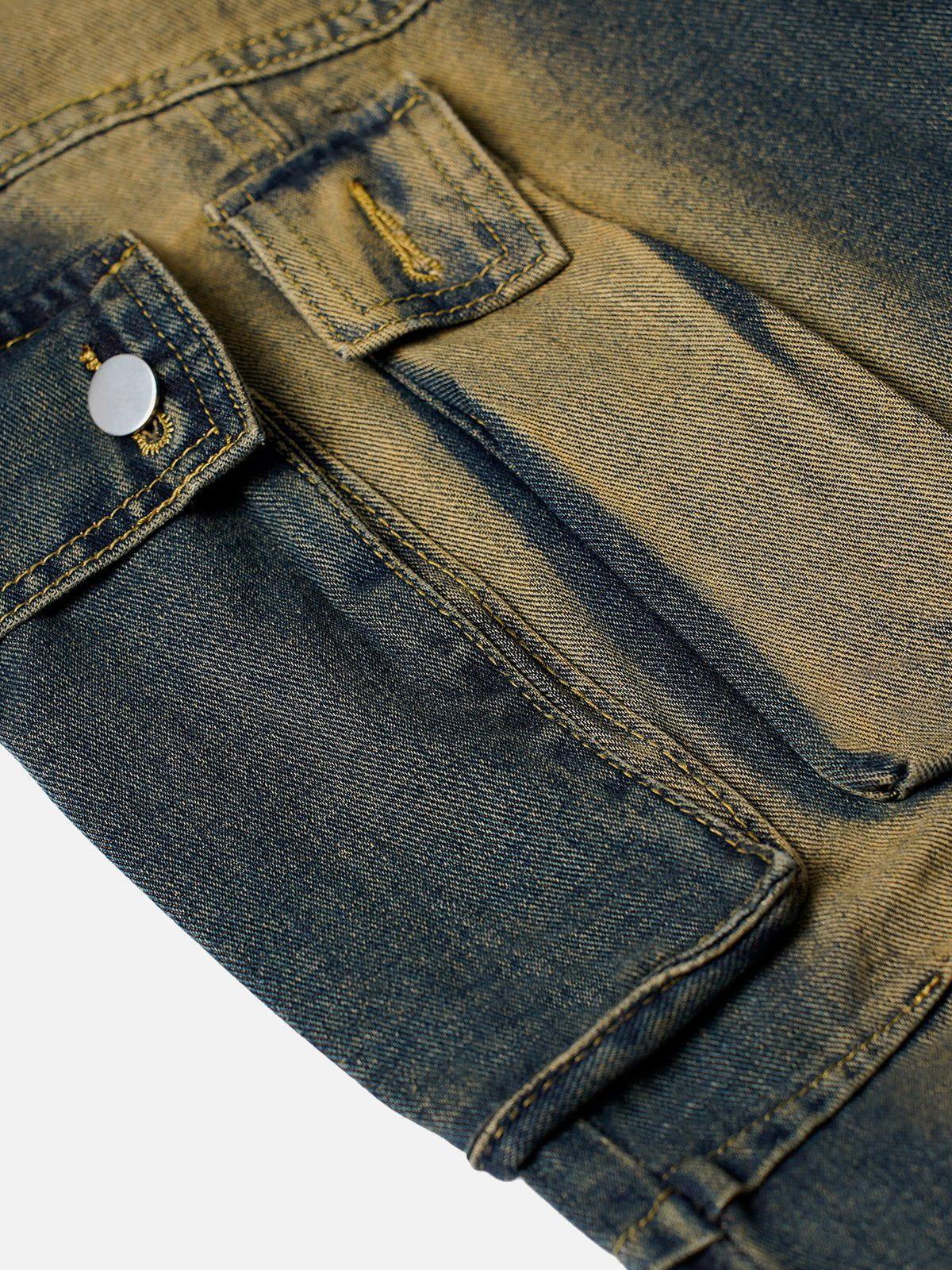 Multi Pocket Washed Cargo Jeans