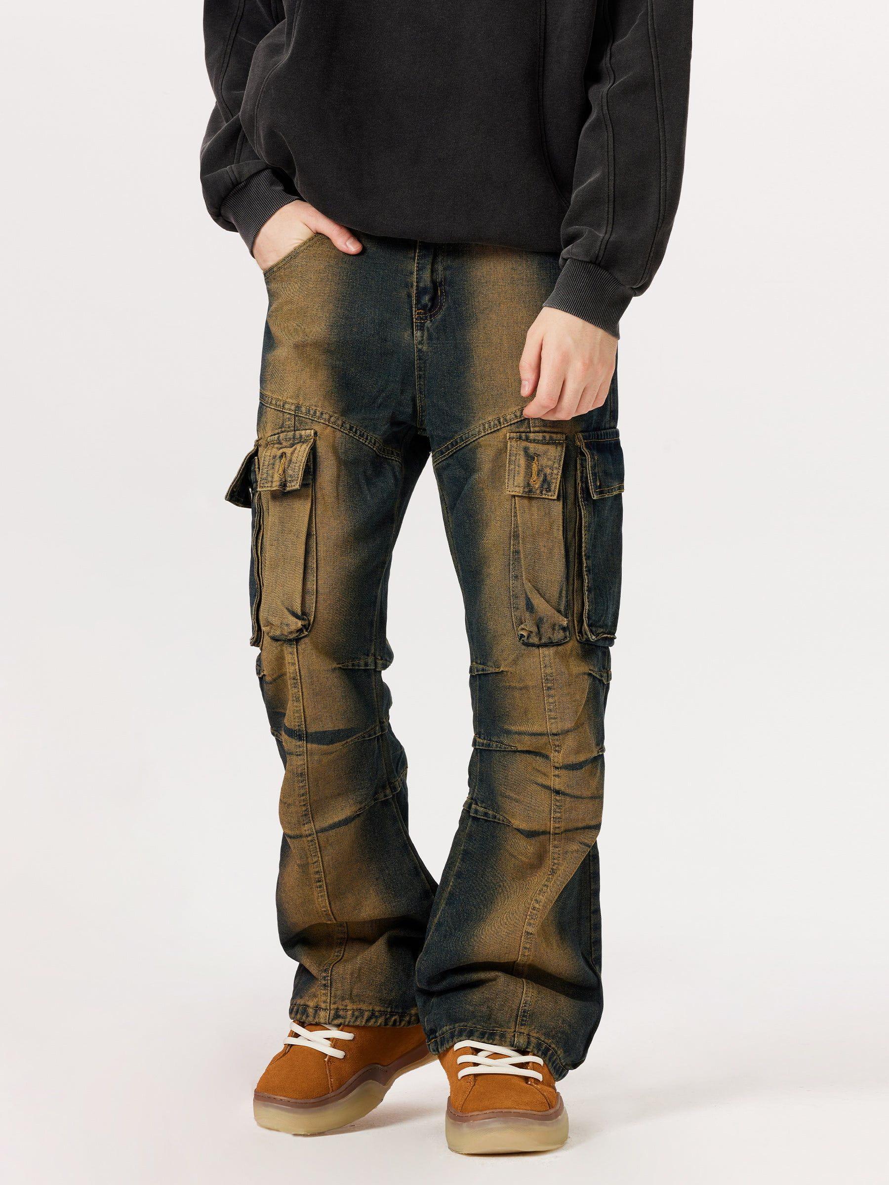 Multi Pocket Washed Cargo Jeans