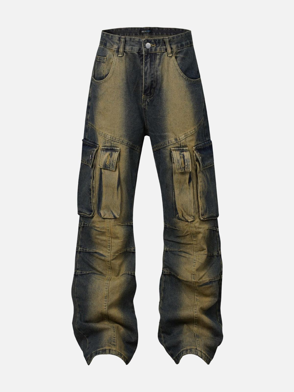 Multi Pocket Washed Cargo Jeans